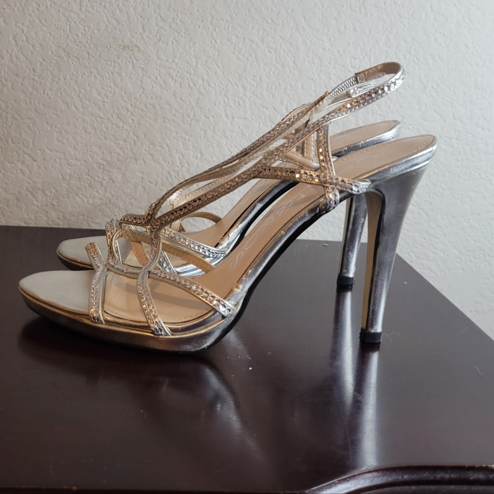 Caparros Silver Strappy Heels for Formal Occasions